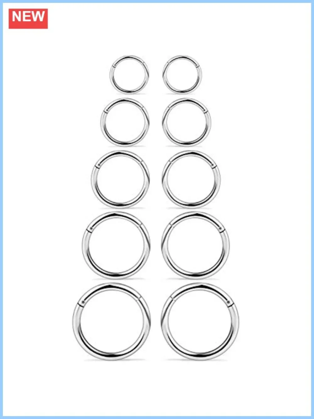 SCERRING 316L Stainless Steel Hinged Clicker Septum Nose Lip Ring Hoop 16G Body